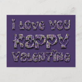 Lila Blommigt Hjärttopografi Valentine Kärlek Helg Vykort