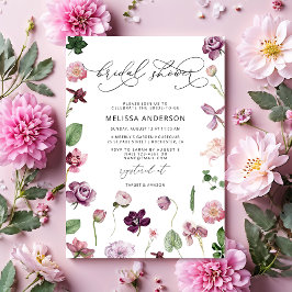 Lila Blommigt Inbjudningskort för möhippan