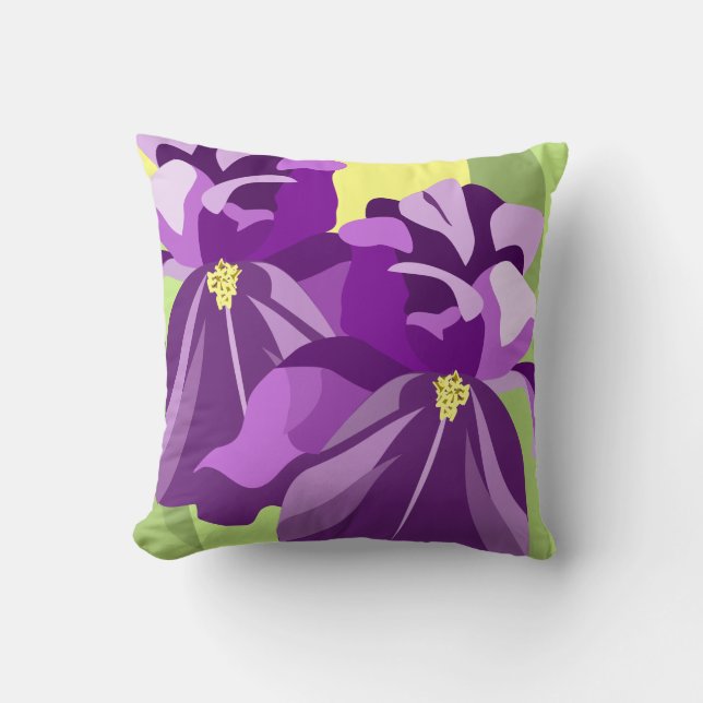 Lila Blommigt Iris Pillows Kudde (Framsida)