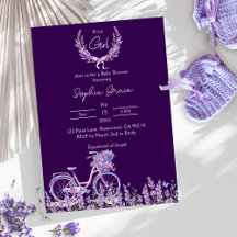 Lila Blommigt Lavender Bicycle Baby Shower