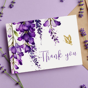 Lila Blommigt Lavender Boho Bröllop Tack Vykort