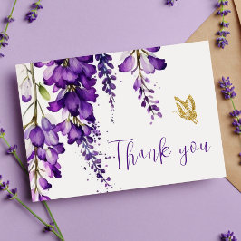 Lila Blommigt Lavender Boho Bröllop Tack Vykort