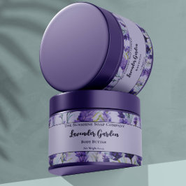 Lila Blommigt Lavender Garden Cosmetics Burk-etike Vattenflaska Etikett