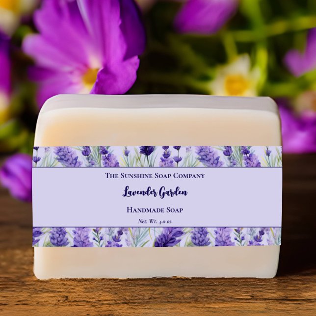 Lila Blommigt Lavender Garden Soap Belly Band Inbjudningar (Skapare uppladdad)