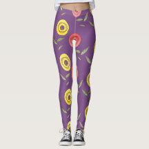 Lila Blommigt Leggings
