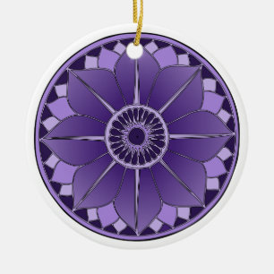 Lila Blommigt Lotus New Age Andlig Mandala Julgransprydnad Keramik