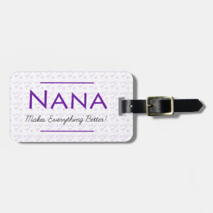 Lila Blommigt Luggage Tag för Nana Bagagebricka