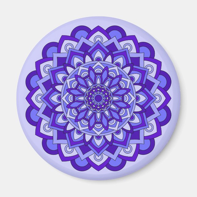 Lila Blommigt Mandala Magnet (Framsidan)