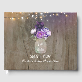 Lila Blommigt Mason Burk Rustic Bröllop Gästböcker