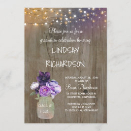 Lila Blommigt Mason Burk Rustic Studentfest Inbjudningar