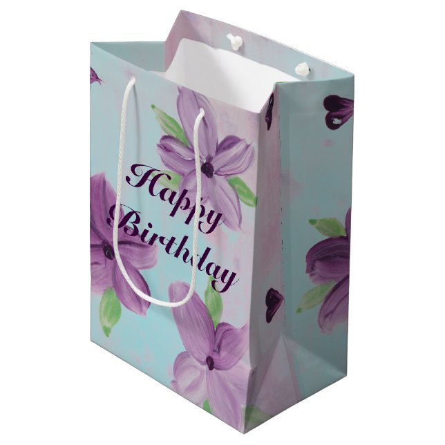 Lila Blommigt - medelstora gipsblock med blå  (Framsidan Vinklad)