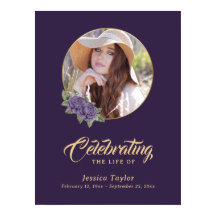 Lila Blommigt Memorial Funeral Photo Welcome Sign