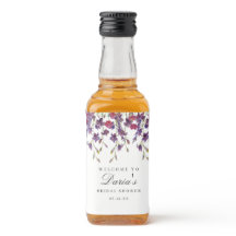 Lila Blommigt Mini Flaska-etikett