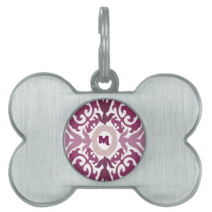 Lila Blommigt Monogram ID-bricka Husdjur