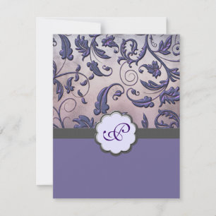 Lila Blommigt Monogram Spara datum Datumet