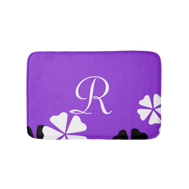 Lila Blommigt Monogrammed plansmatta Badrumsmatta (Framsidan)