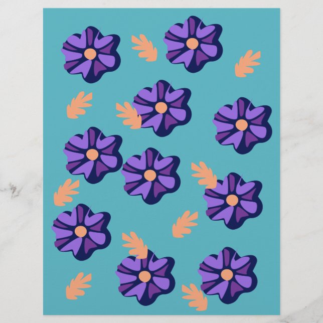 Lila blommigt mönster Scrapbookpapper (Framsida)
