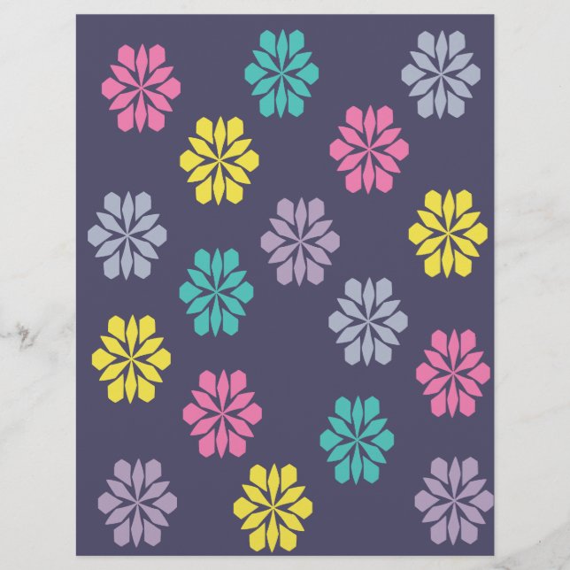 Lila blommigt mönster Scrapbookpapper (Framsida)