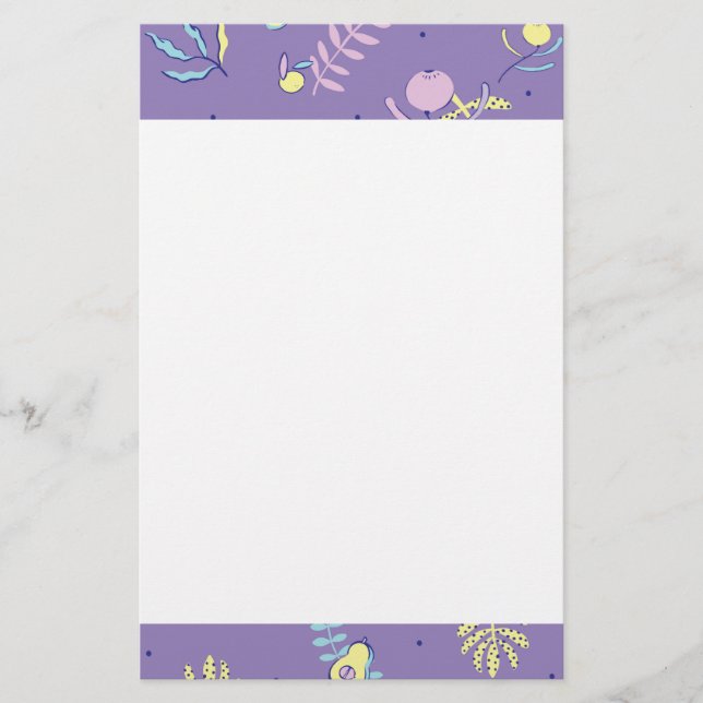 Lila blommigt mönstrat brevpapper (Framsida)