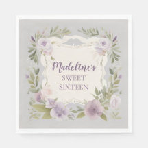 Lila Blommigt Napkins