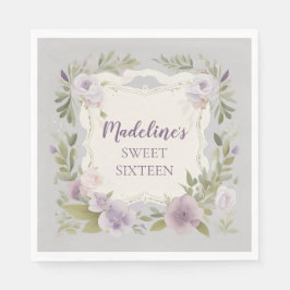 Lila Blommigt Napkins Pappersservett