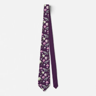 Lila Blommigt Neck Tie Slips