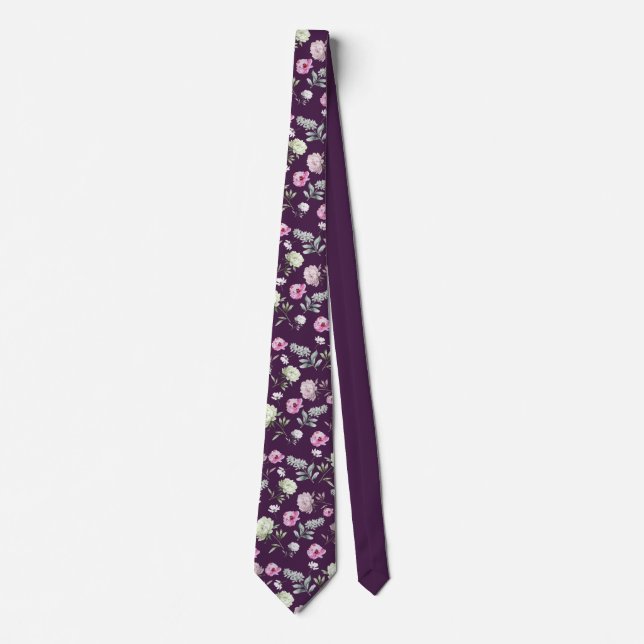 Lila Blommigt Neck Tie Slips (Framsida)