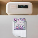 Lila Blommigt och Silver Glitter Magnet<br><div class="desc">Bröllop Lila Watercolor Blommigt Silver Glitter bröllop, </div>