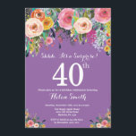 Lila Blommigt överraskning 40:e födelsedagsinbjuda Inbjudningar<br><div class="desc">Lila Blommigt Överraskning 40:e födelsedagsinbjudan till kvinnor. Vattenfärgsblomma Blommigt blomma. Lila Lilac Lavender Violet Background. Rosa, Gult, Orange, Lila blomma. Vuxen födelsedag. 13:e 15:e 16:e 18:e 20:e 30:e 40:e 60:e 70:e 80:e 90:e 100:e, alla åldrar. Om du vill göra ytterligare anpassningar klickar du på knappen Anpassa och användor verktygen som...</div>