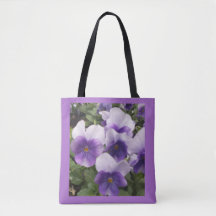 Lila Blommigt Pansies Flowers Tote
