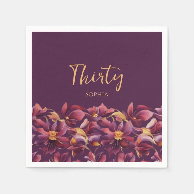 Lila Blommigt- Pappersservett (Framsidan)