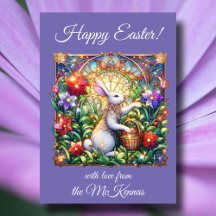 Lila Blommigt Påsk Kaninglasaktigt glas