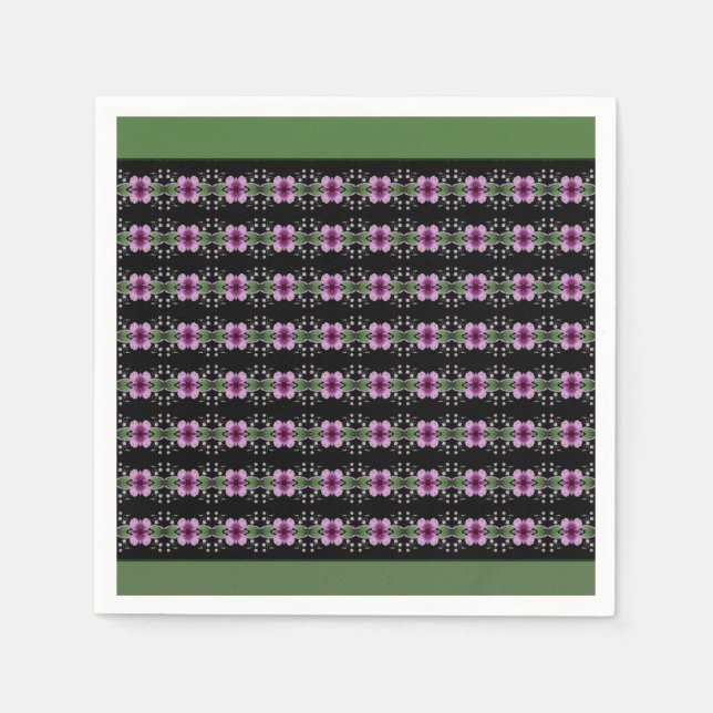 Lila Blommigt Patternativ dekorativ Pappersservett (Framsidan)