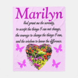 LILA BLOMMIGT PERSONLIG SERENITY PRAYER BLANKET FLEECEFILT
