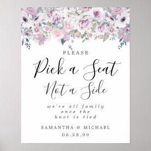 Lila Blommigt Plocka ett säte som inte är ett sido Poster