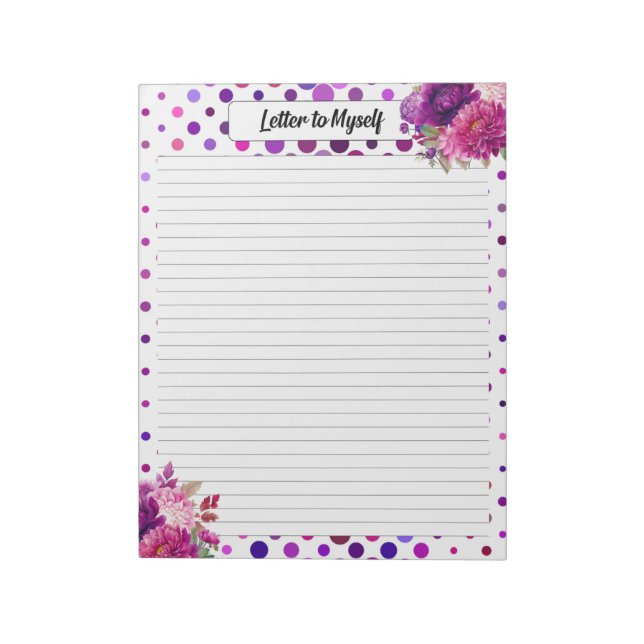 Lila Blommigt Polka dots _ Brev till mig själv Anteckningsblock (Roterad)