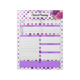Lila Blommigt Polka dots _ Klinisk planering Anteckningsblock
