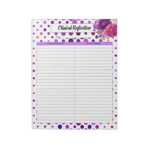 Lila Blommigt Polka dots _ Klinisk reflektion Anteckningsblock