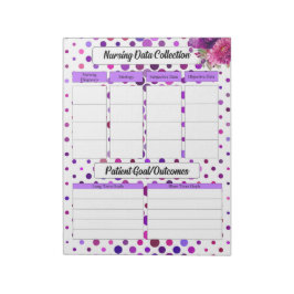 Lila Blommigt Polka dots _ Vårddatainsamling Anteckningsblock