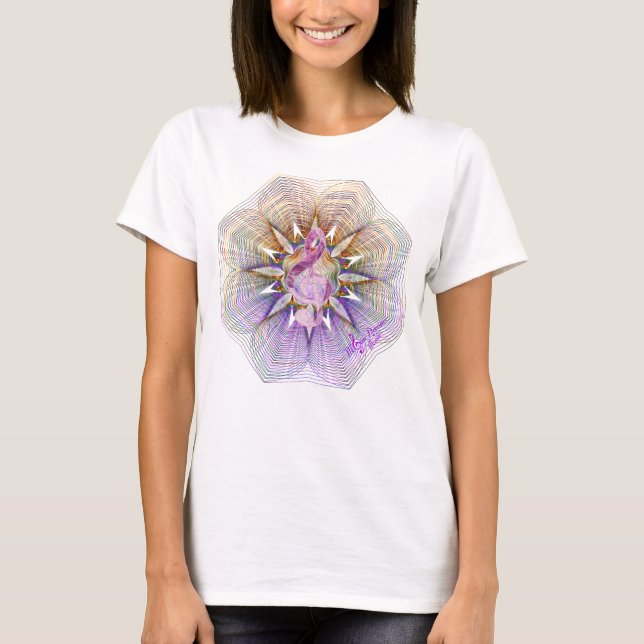 Lila Blommigt Prism Treble Clef T Shirt (Framsida)