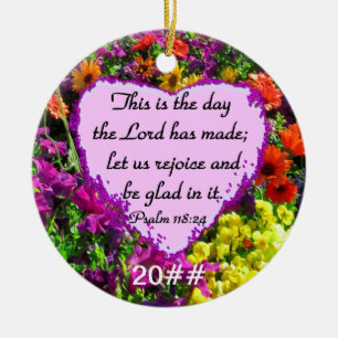LILA BLOMMIGT PSALM 118:24 PHOTO DESIGN JULGRANSPRYDNAD KERAMIK