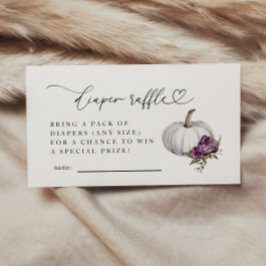 Lila Blommigt Pumpkin Diaper Raffle Biljett Tilläggskort