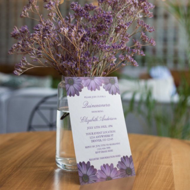 Lila Blommigt Quinceanera Inbjudningar (Skapare uppladdad)