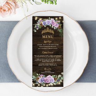 Lila Blommigt Quinceanera Menu Program