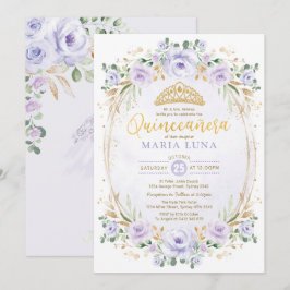 Lila Blommigt Quinceañera Mis Quince 15:e födelsed Inbjudningar