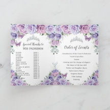 Lila Blommigt Quinceañera Order of Events Padrinos