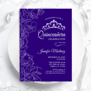 Lila Blommigt Quinceanera Party Inbjudningar