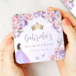 Lila  Blommigt Quinceañera Underlägg Papper Kvadrat<br><div class="desc">Dessa vackra quinceañera party underlägg har en gräns av lilac lila och  rosa ros på lila vattenfärgsbakgrund. Guld tiara,  en mörk-ordförande i en lila prinsessa-klänning och små lila-fjärilar dekorerar texten. Namn på hedersgästen visas i handskriftsskriptet elegant lila,  med den återstående texten i lila sans serif-teckensnittet.</div>