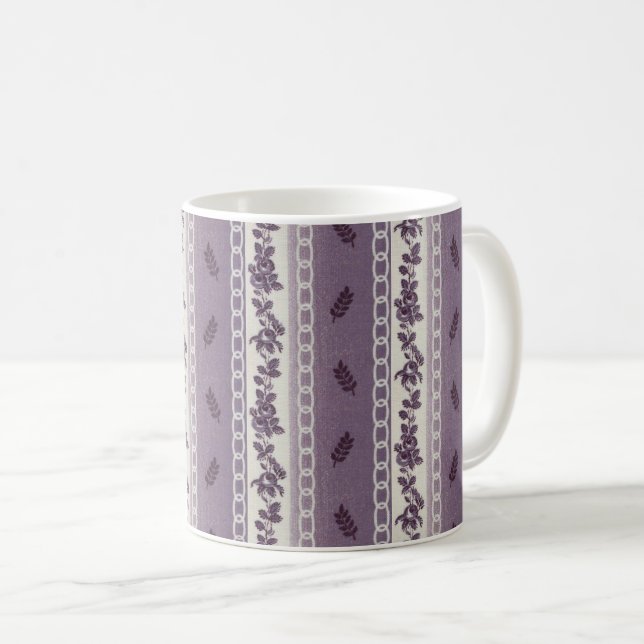 Lila Blommigt Rand i mitten av 1800-talet Kaffemugg (Framsida höger)