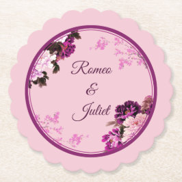 Lila Blommigt Ring Bröllop Underlägg